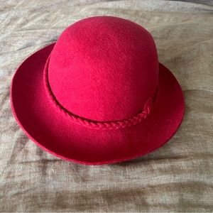 Girls Vintage Wide Brim Wool Felt Bowler Hat
